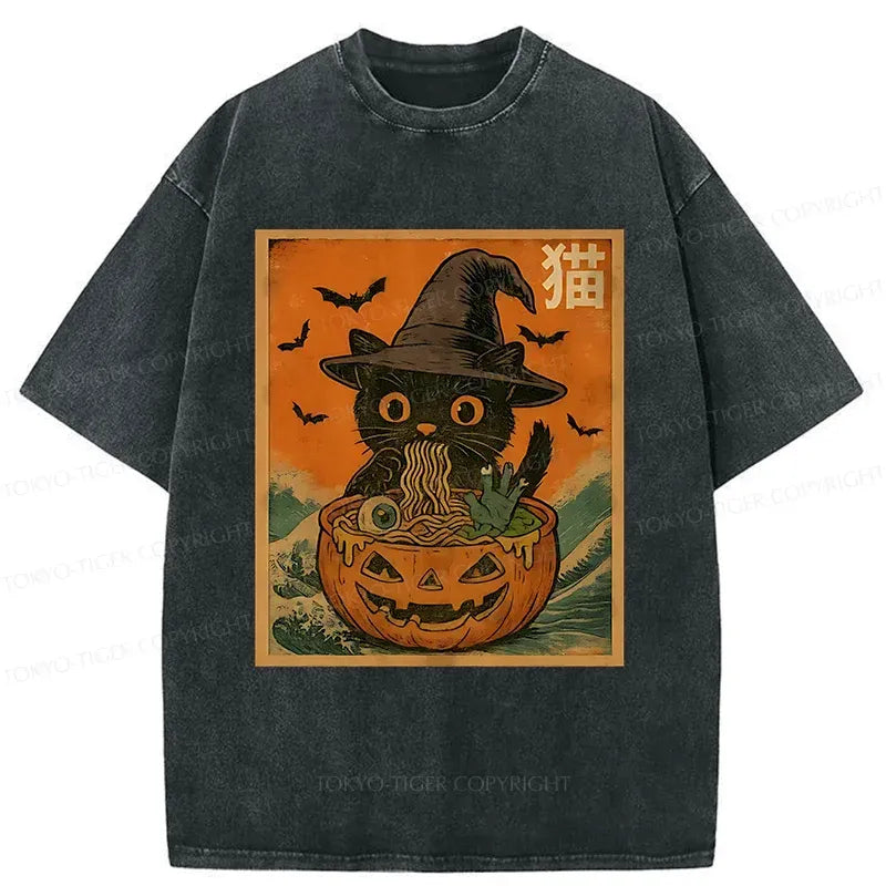 Trendy Japanese Cat Ramen T-Shirt