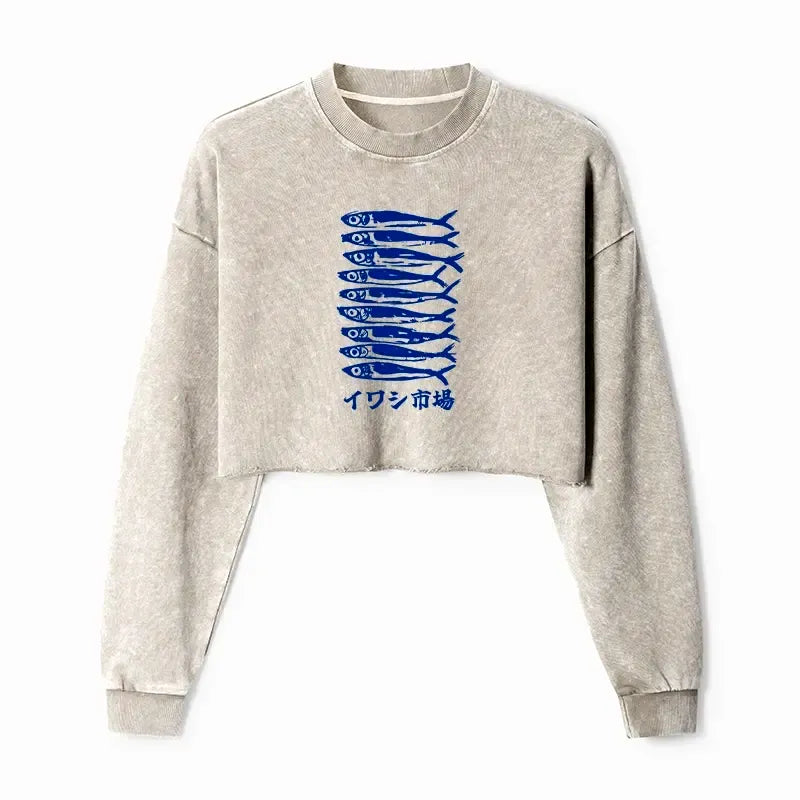 Kyoto-Lion Sardine Market Washed Crop Sweatshirt