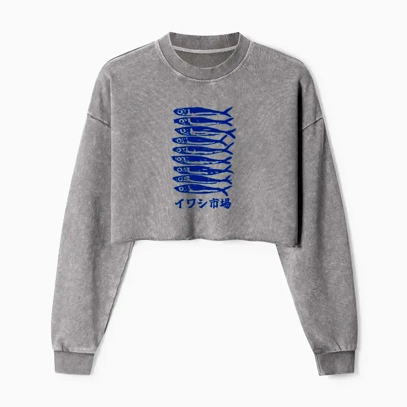 Kyoto-Lion Sardine Market Washed Crop Sweatshirt
