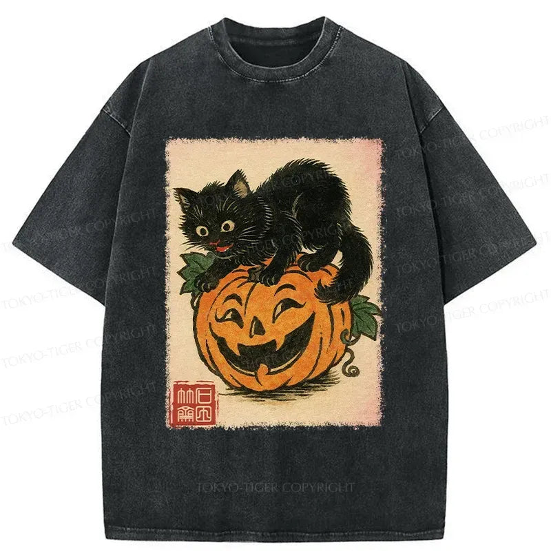 Vintage Unisex Cat Pumpkin T-Shirt