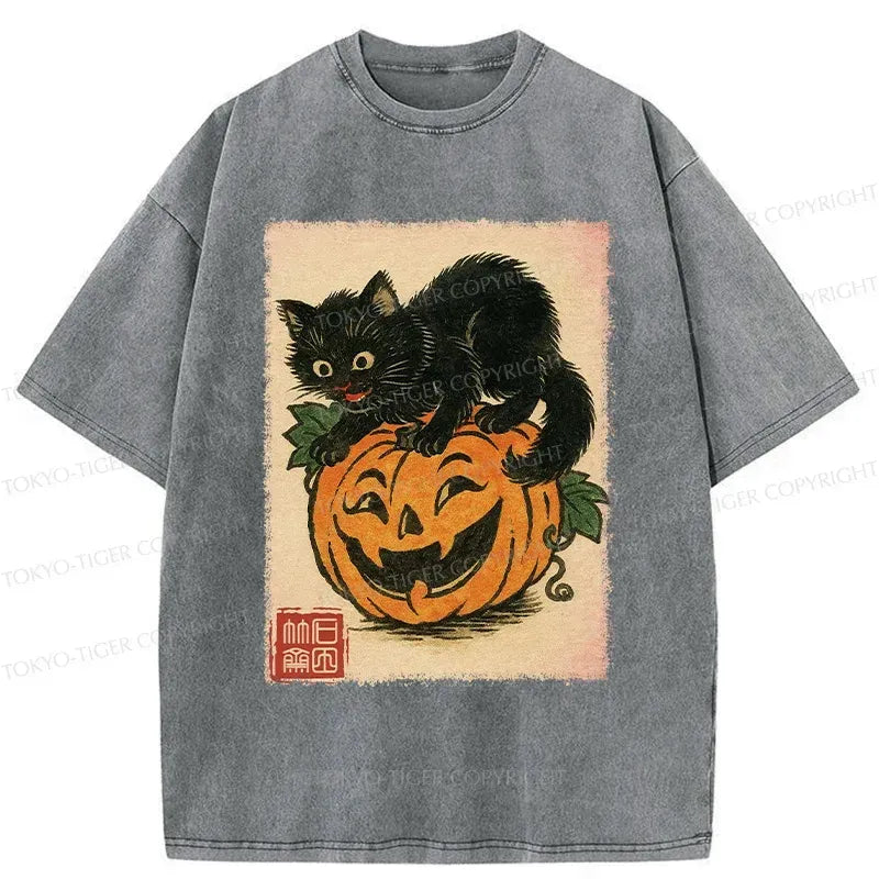 Vintage Unisex Cat Pumpkin T-Shirt