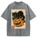 Vintage Unisex Cat Pumpkin T-Shirt