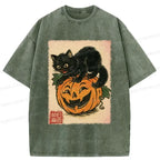Vintage Unisex Cat Pumpkin T-Shirt