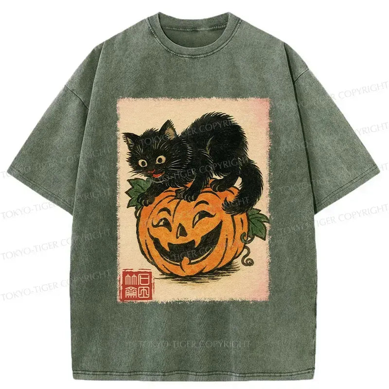 Vintage Unisex Cat Pumpkin T-Shirt