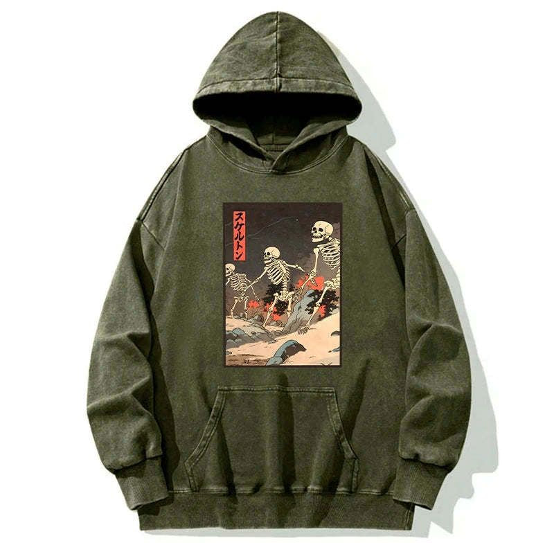 Oversized Japanese Skeleton Hoodie Free Shipping