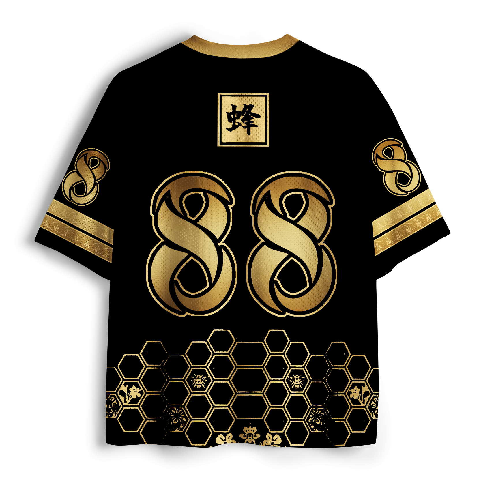 Kyoto-Lion Black Gold Honeycomb Mesh Jersey