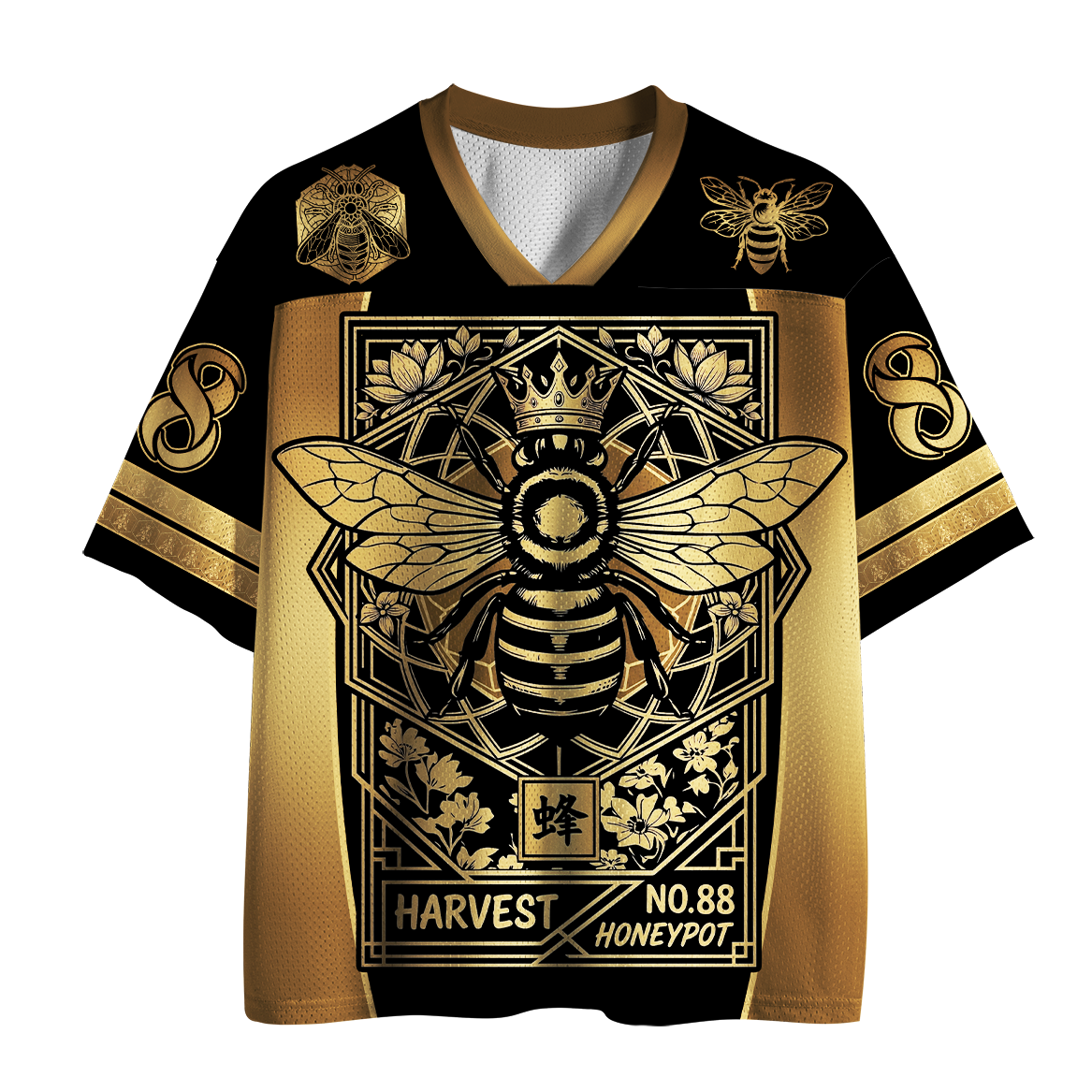 Kyoto-Lion Black Gold Honeycomb Mesh Jersey