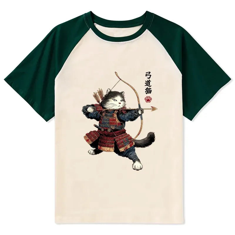 Samurai Cat Raglan for Streetwear