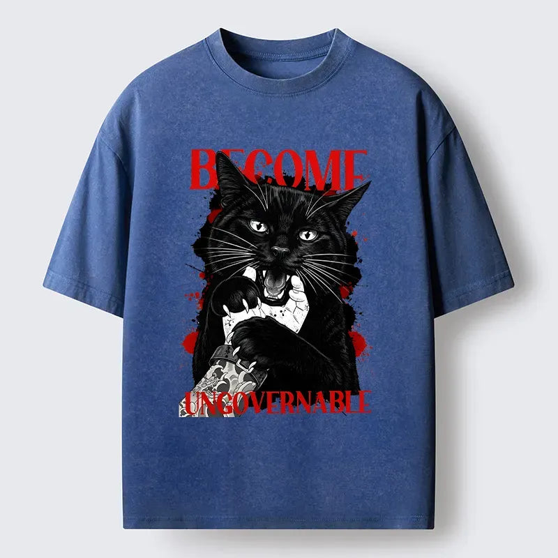 Japanese Vintage Cat T-Shirt for Streetwear