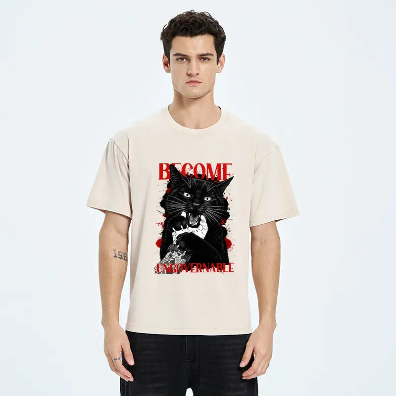 Black Cat T-Shirt for Daily Wear Free Shipping