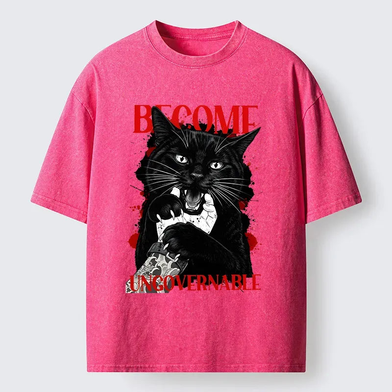 Black Cat T-Shirt for Daily Wear Free Shipping