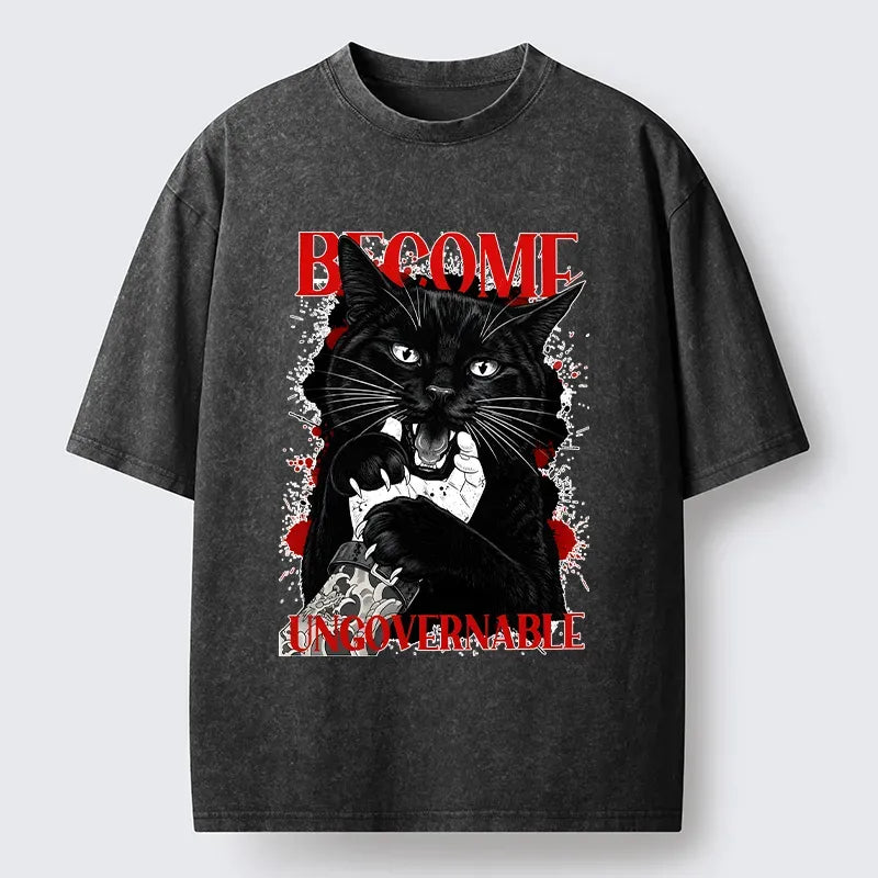 Black Cat T-Shirt for Daily Wear Free Shipping