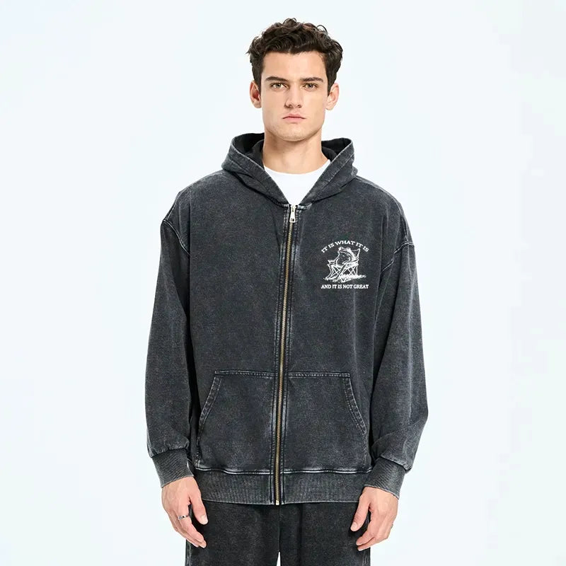 funny frog zip hoodie for men