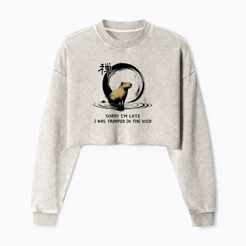 Zen capybara crop sweatshirt streetwear style