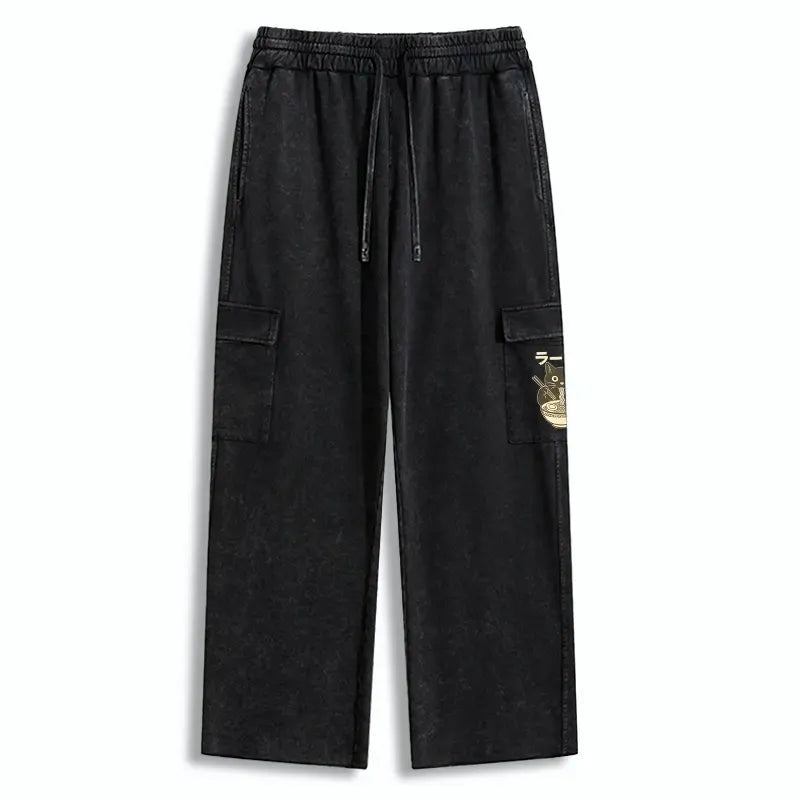Japanese Black Cat Ramen Sweatpants for Daily Wear