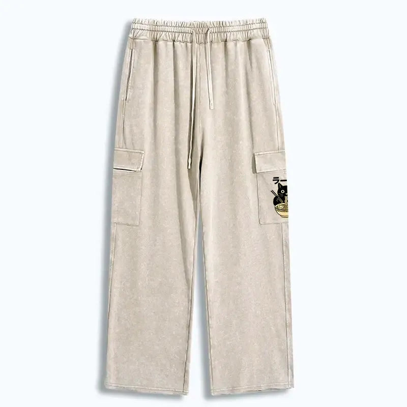 Black Cat Eating Ramen Sweatpants Gift for Him