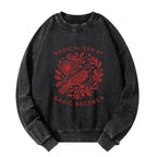 Unisex washed sweatshirt with Japanese art pattern
