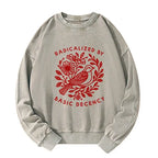 Unisex washed sweatshirt with Japanese art pattern
