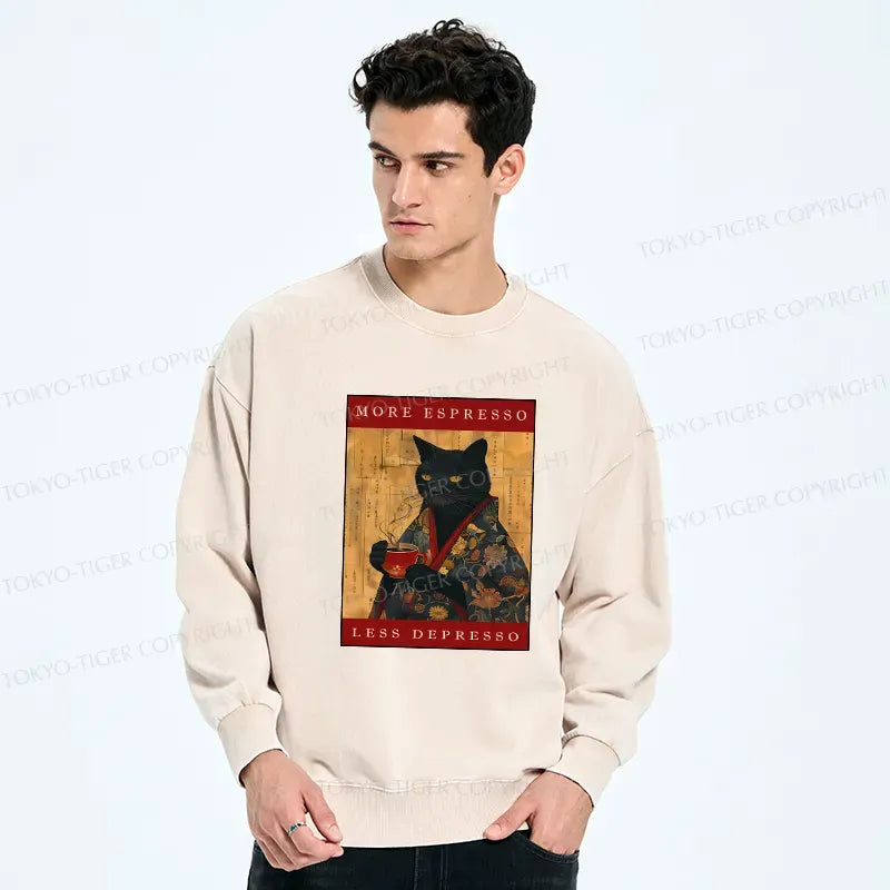 Japanese vintage cat sweatshirt for daily wear