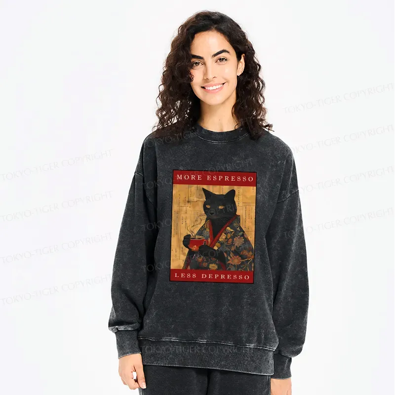 Japanese vintage cat sweatshirt for daily wear