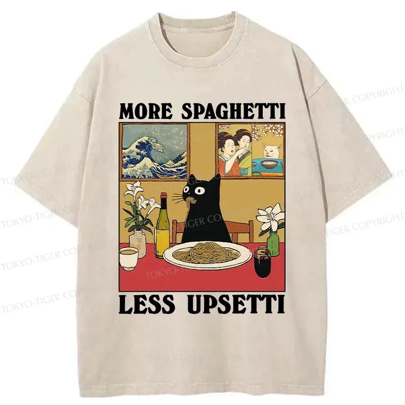 Vintage Cat Pasta Tee Casual Streetwear