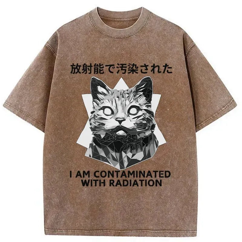 japanese vintage washed cat t-shirt