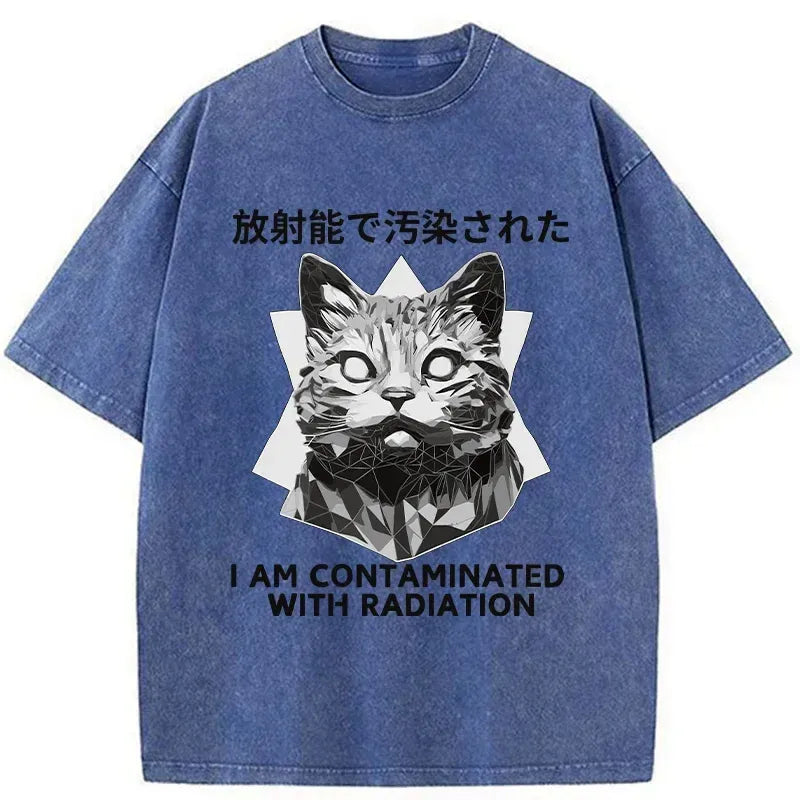 japanese vintage washed cat t-shirt