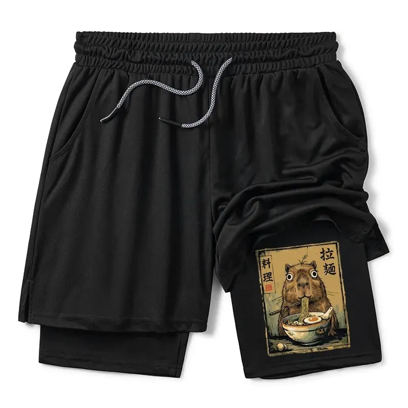Cute Capybara Ramen Shorts for Summer