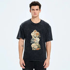 Kyoto-Lion Three Cute Patterned Japanese Rabbits Washed T-Shirt
