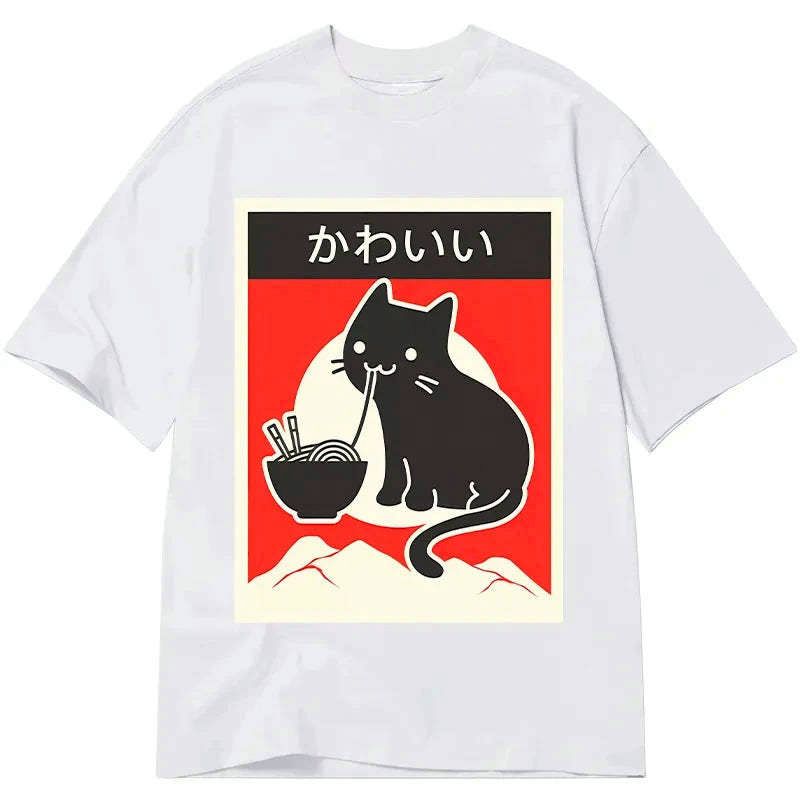 Kyoto-Lion 'Kawaii' Vintage Style Japenese Ramen Cat Classic T-Shirt