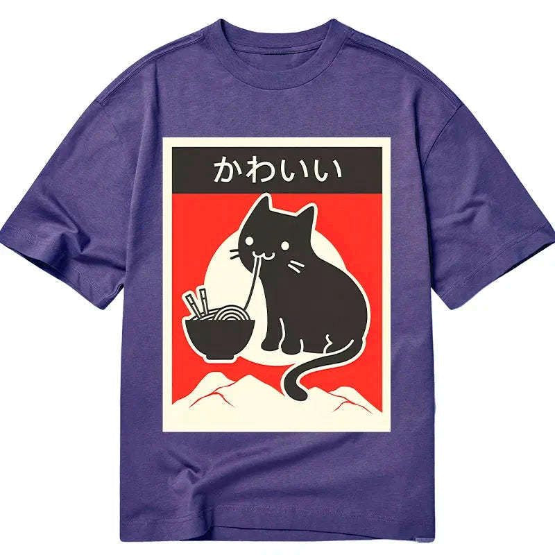 Kyoto-Lion 'Kawaii' Vintage Style Japenese Ramen Cat Classic T-Shirt