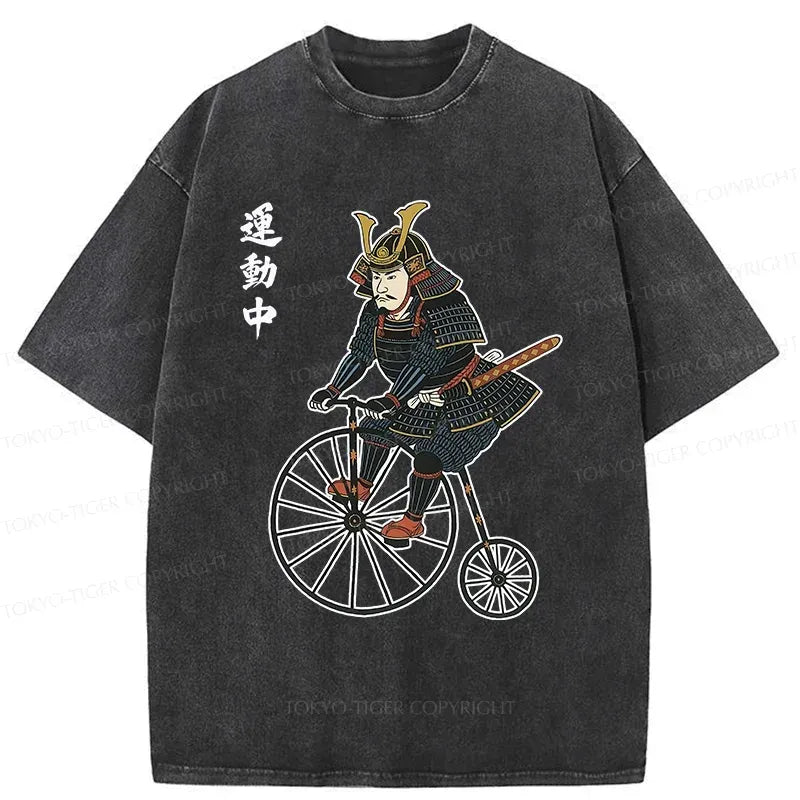 Japanese Samurai Washed T-Shirt for Streetwear