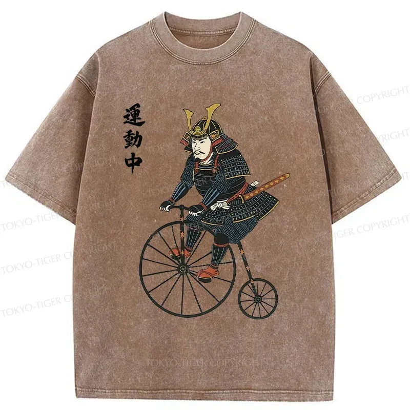 Japanese Samurai Washed T-Shirt for Streetwear