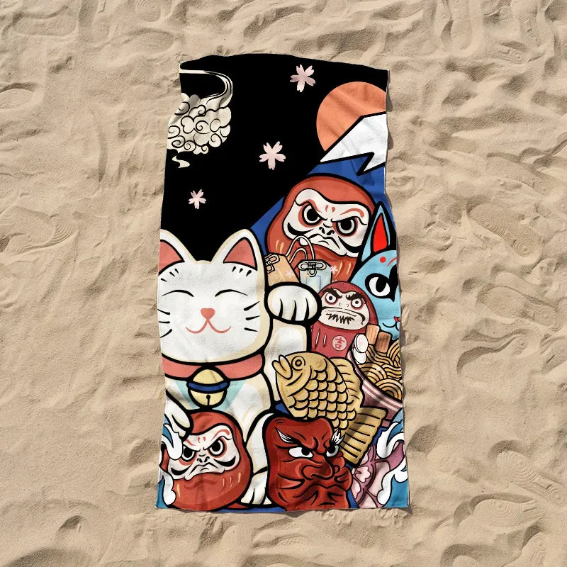 Traditional Japanese Beach Towel for Vacation