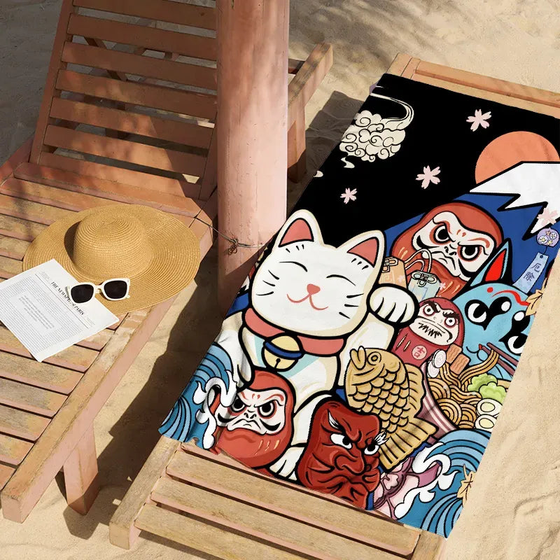 Traditional Japanese Beach Towel for Vacation