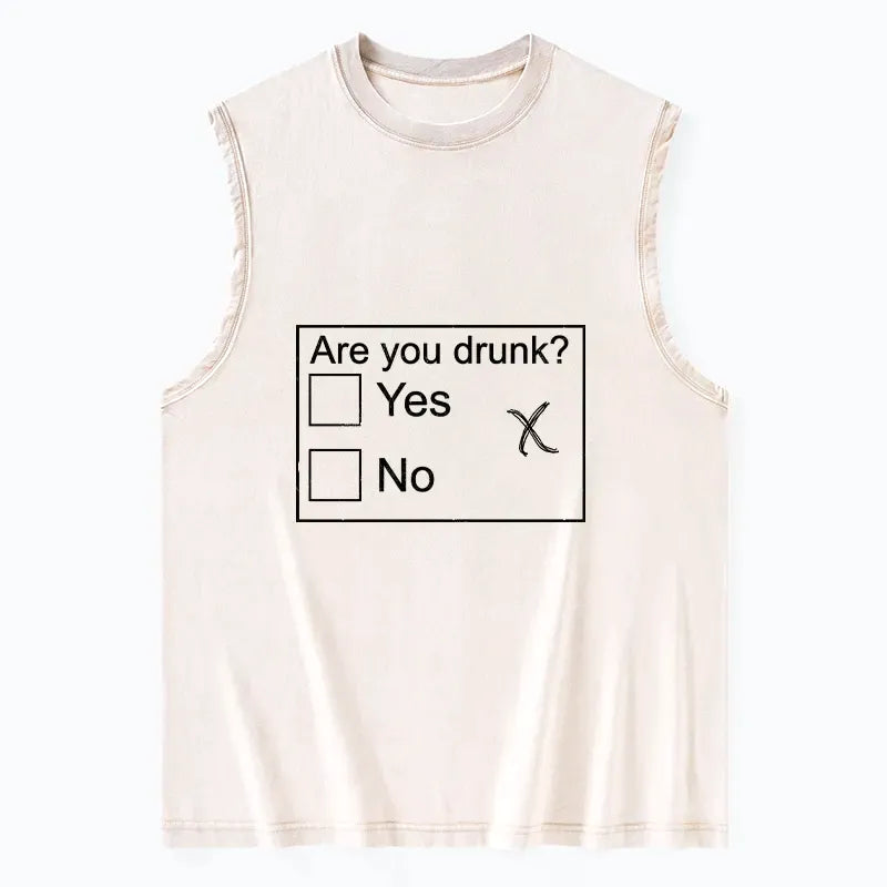 Kyoto-Lion Confused Drunk Checkbox Graphic Washed Tank