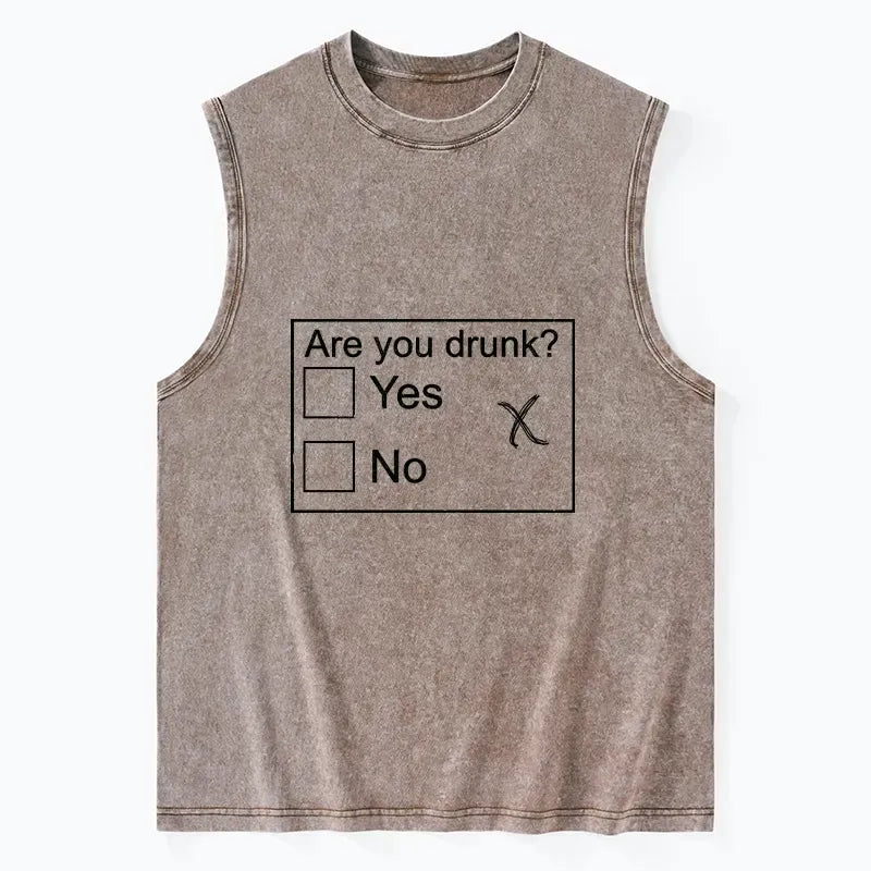 Kyoto-Lion Confused Drunk Checkbox Graphic Washed Tank