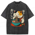 Kyoto-Lion Cute Eat Eating Japanese Ramen Washed T-Shirt