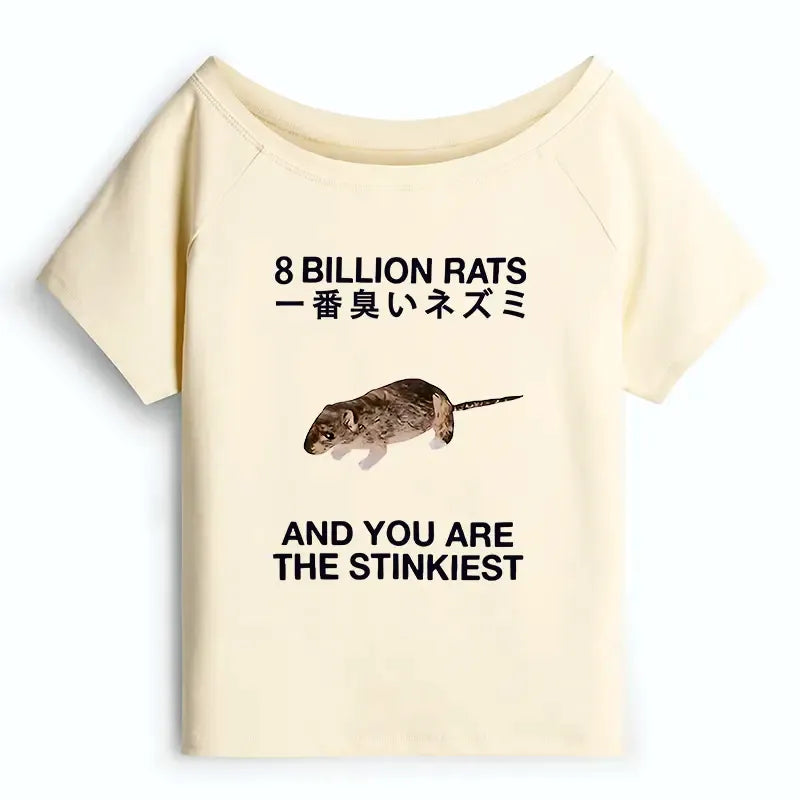 Kyoto-Lion World's Stinkiest Rat Off Shoulder T-Shirt
