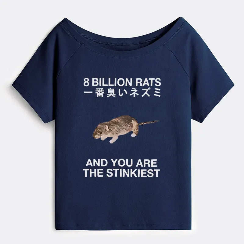 Japanese Rat Off Shoulder T-Shirt for Women