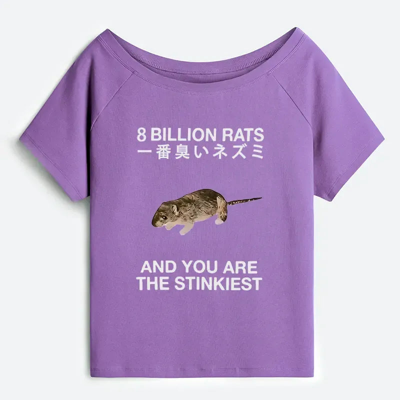Funny Off Shoulder Rat Tee for Daily Wear