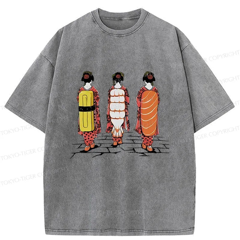 Sushi Girl Ukiyo-e Tee Casual Daily
