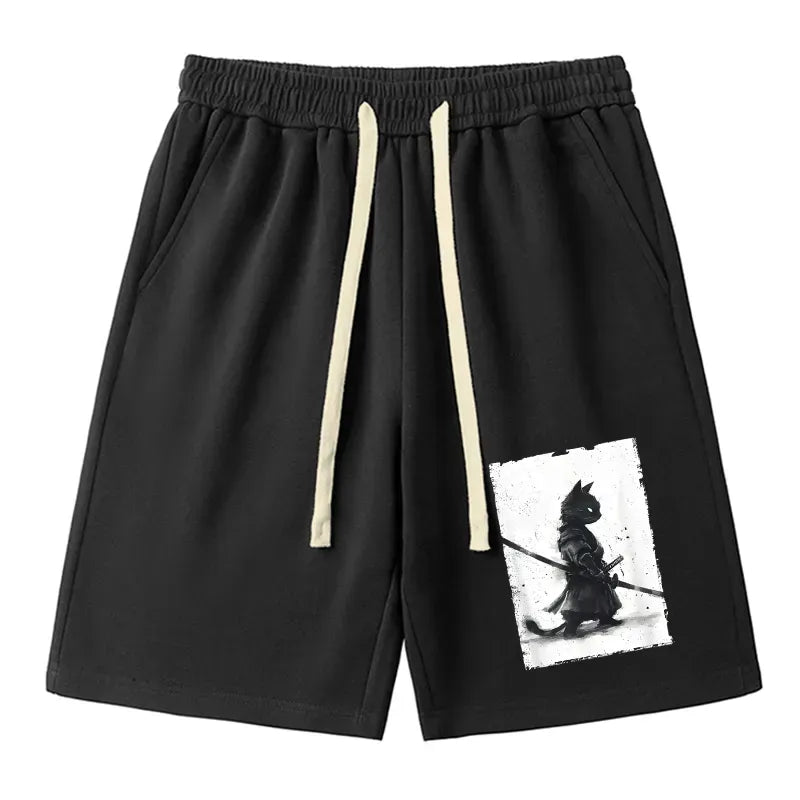 Kyoto-Lion Retro Cat Samurai Japanese Unisex Shorts