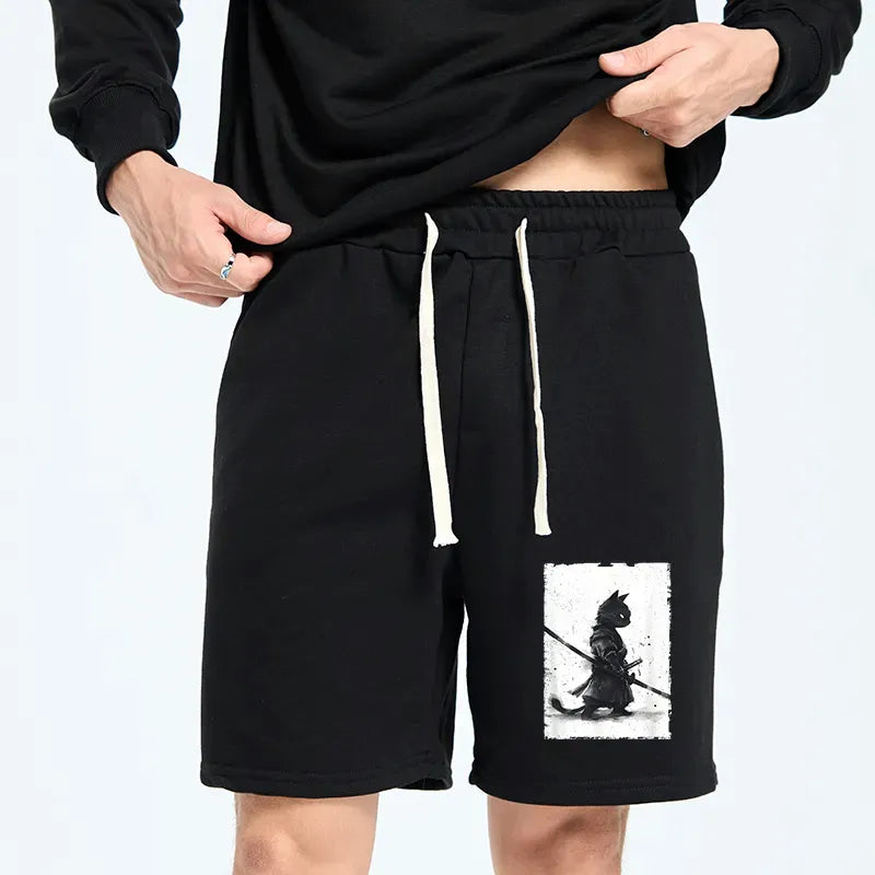 Retro Samurai Cat Casual Daily Shorts