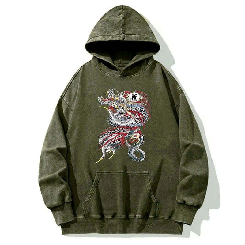 Japanese Dragon Washed Hoodie