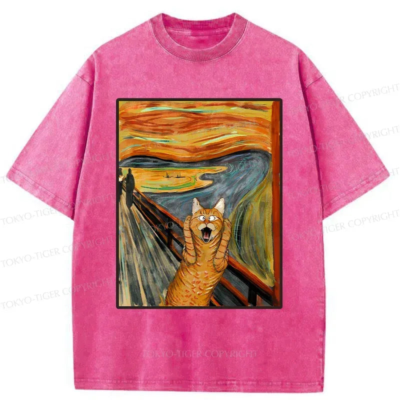 japanese screaming cat t-shirt for streetwear