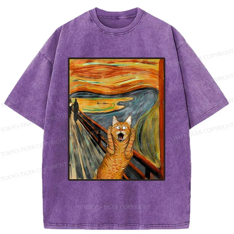 kyoto lion screaming cat washed t-shirt