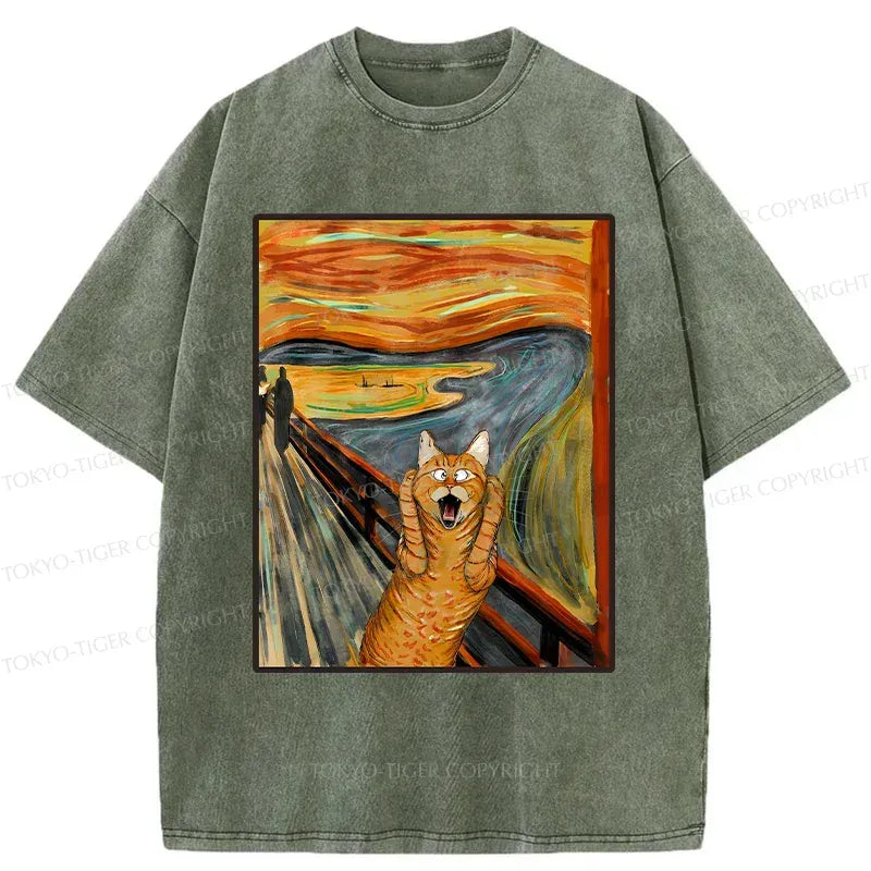 kyoto lion screaming cat washed t-shirt