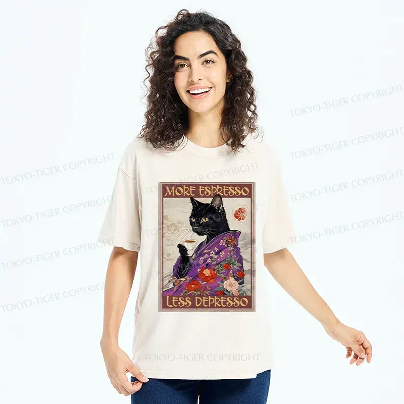Soft Washed Unisex Cat T-Shirt for Vacation