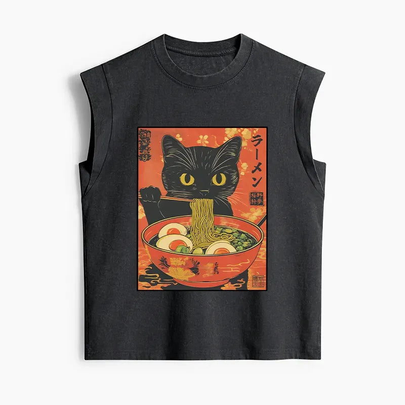 Japanese Black Cat Ramen Tank Top